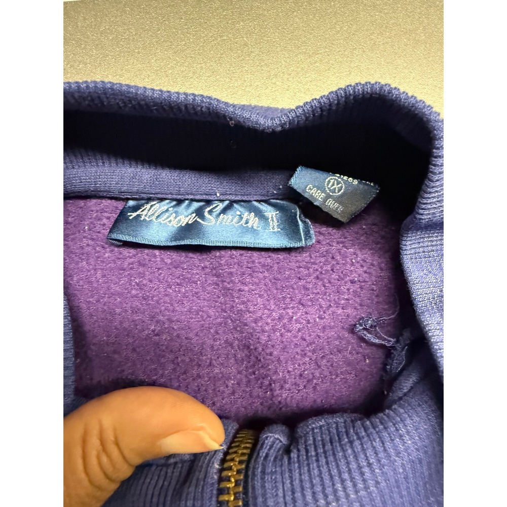 Allison Smith II Vintage Colorblock Floral Embroidered Quarter Zip Sweatshirt 1X - Picture 4 of 8